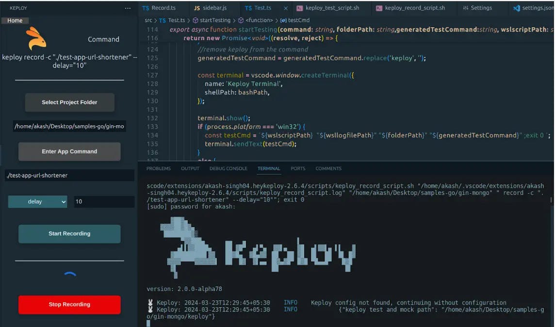 Keploy VsCode Extension